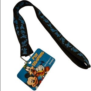 Disney Mickey Mouse Black and Blue Lanyard & Trading Card